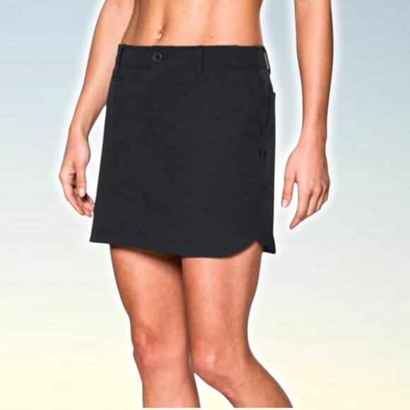 NWT UNDER ARMOUR Women's Links Woven Golf Skort Sz 10 Black - Picture 1 of 8